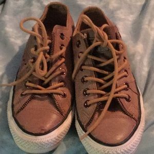 Tan leather converse